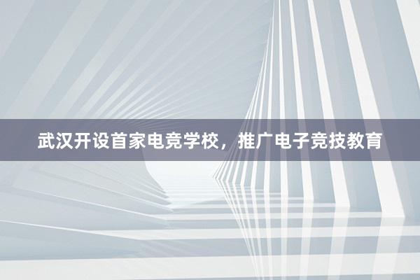 武汉开设首家电竞学校，推广电子竞技教育